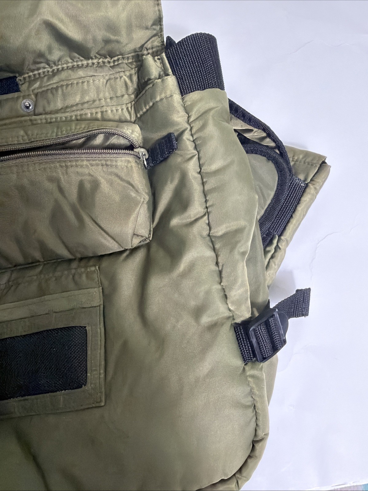 Toppers Brand Army green Polyester Sling Bag Hook Loop 13x11x5