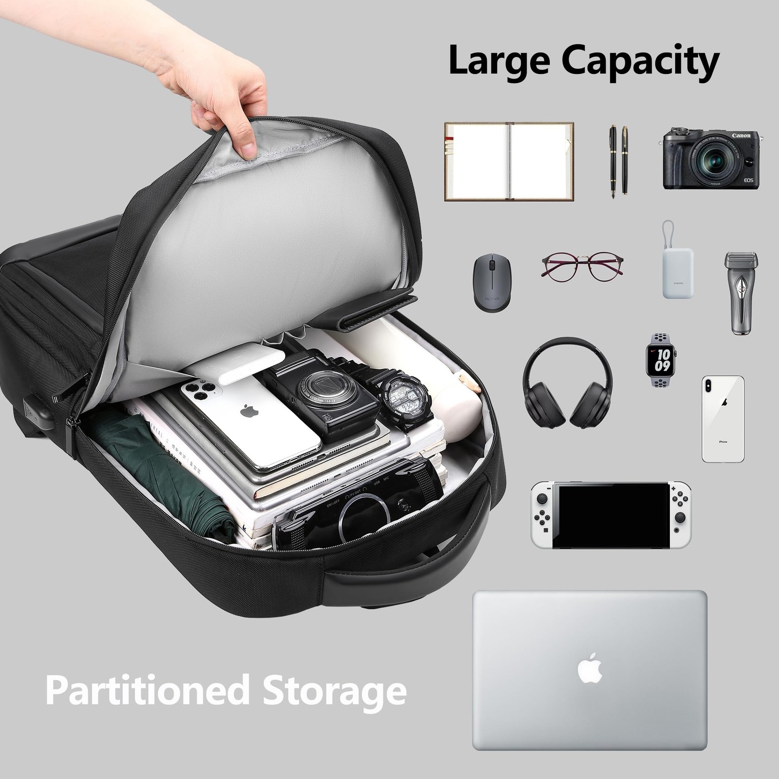 Travel Laptop Backpack for Men Expandable Business Backpack Fits 17-inch Lapt…