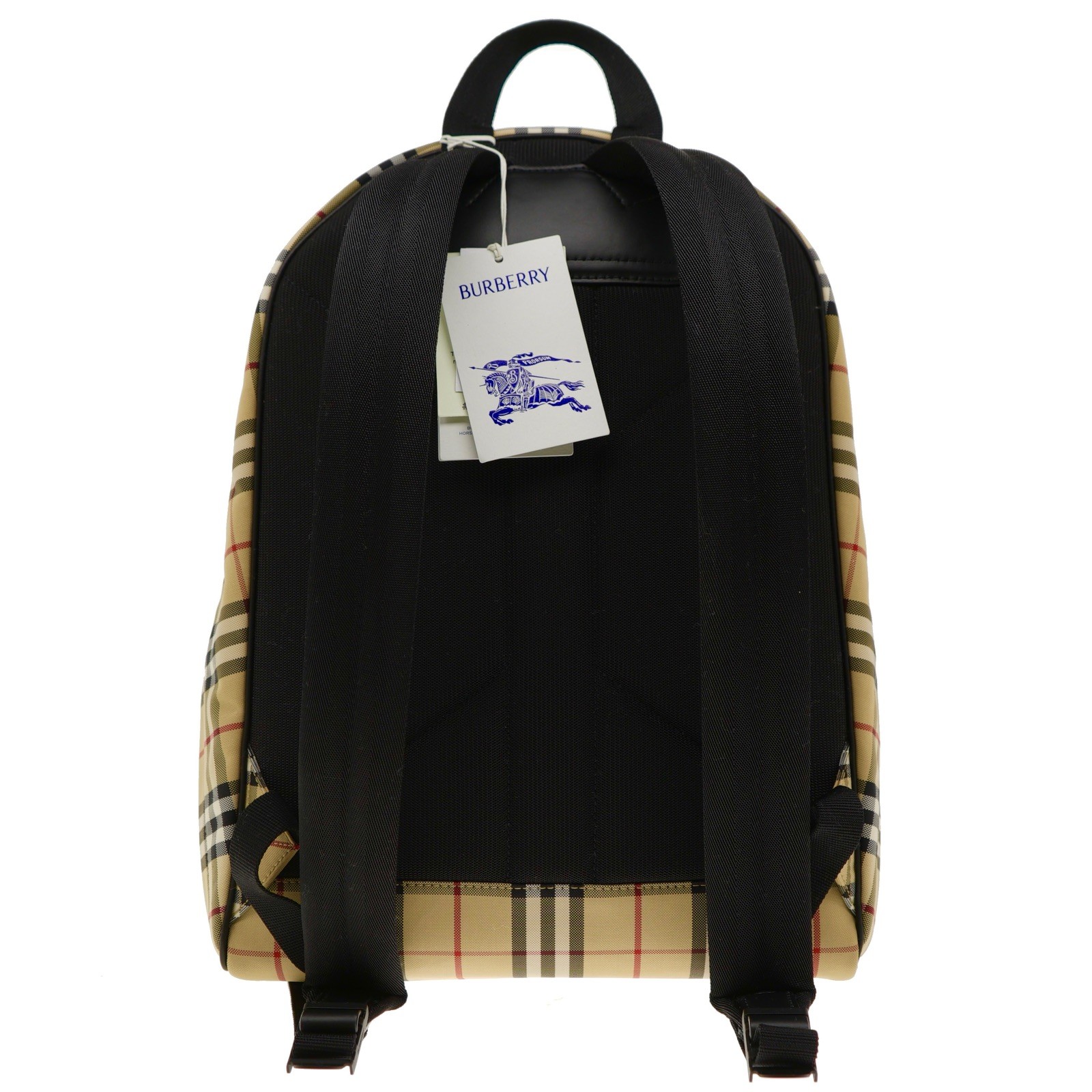 Burberry Jett Backpack Vintage Check Beige Nylon Canvas New