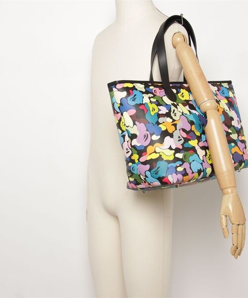 A BATHING APE Multi Camo Tote Bag Black White Synthetic Leather Japan NEW