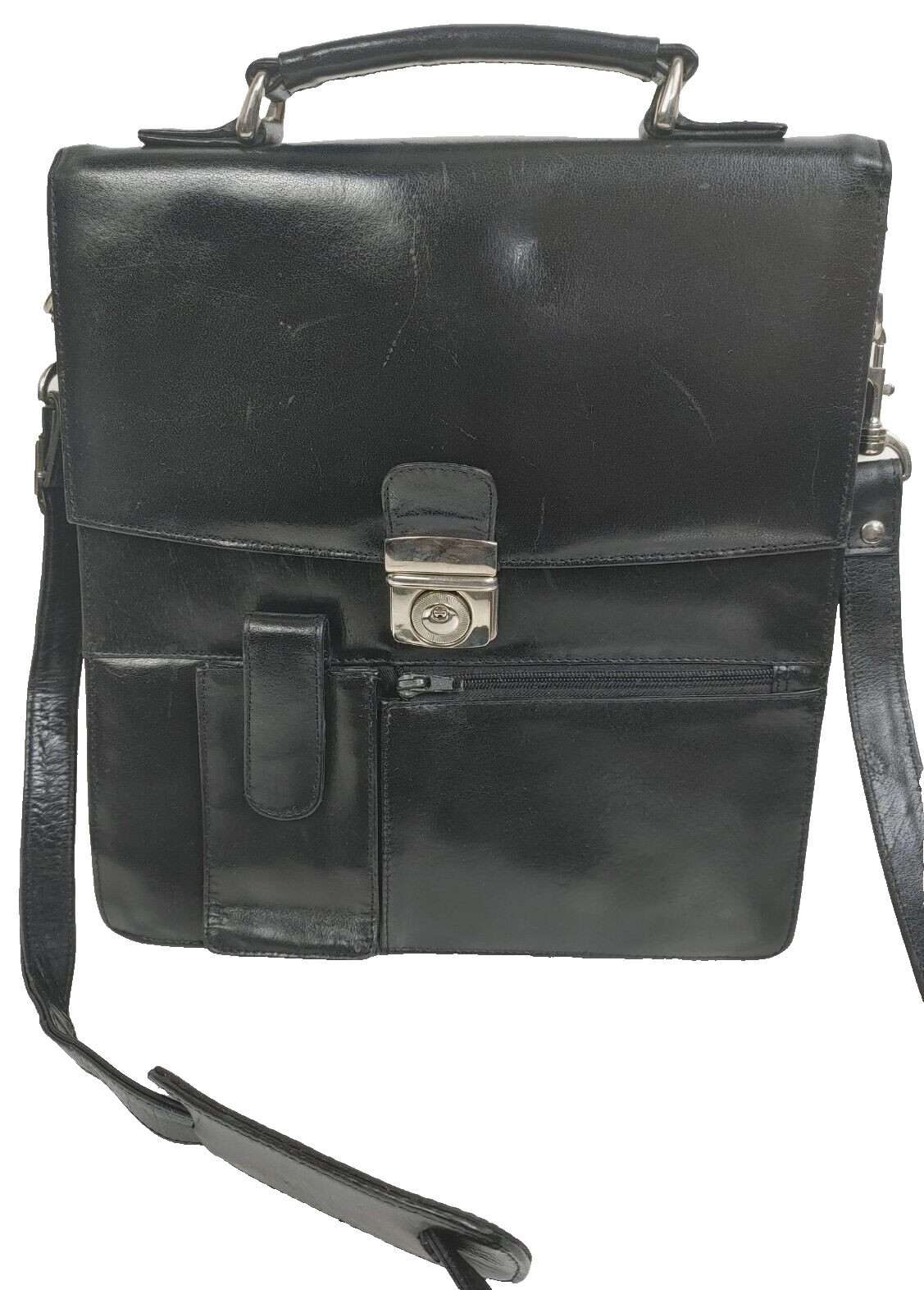 Dizengoff Men Genuine Leather Cross Body Shoulder Messenger Bag Small Black