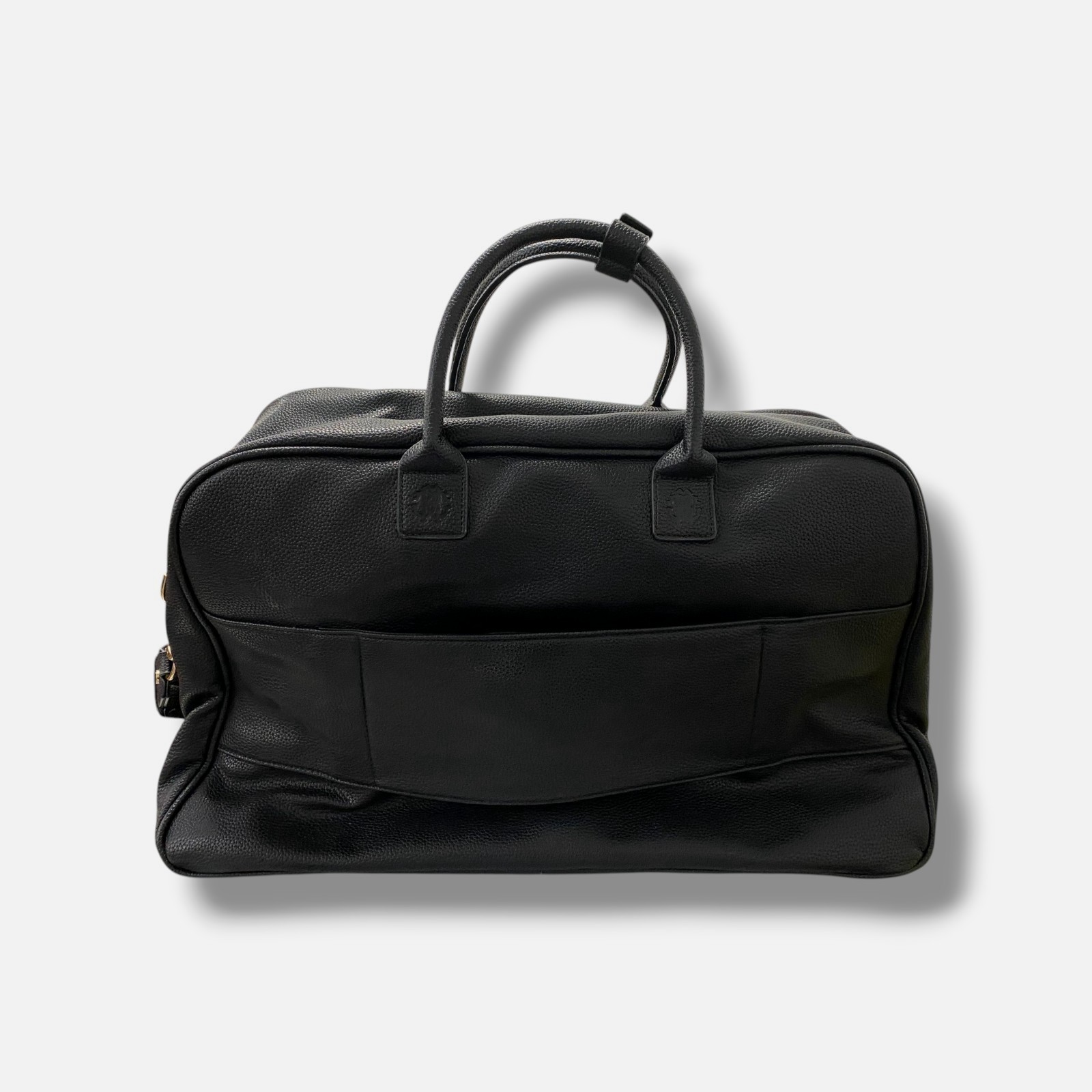 Roberto Cavalli Men’s Black Pebble Grained Faux Leather Travel Duffle Bag