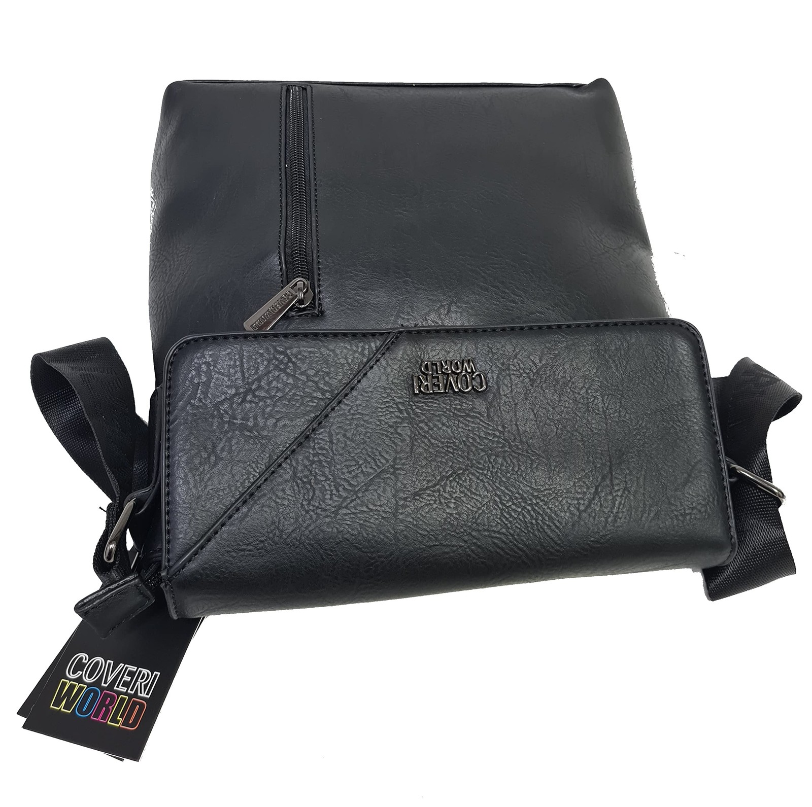 Adjustable Faux Leather Shoulder Bag, Vertical, Multi Pocket, Large G…