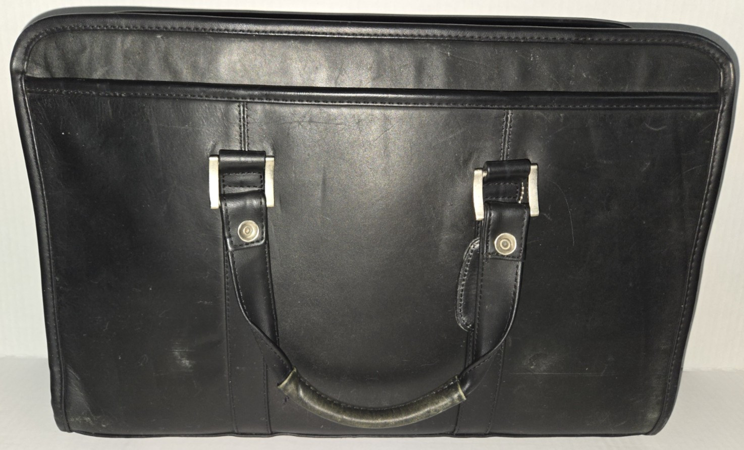 Vintage Bill Blass Black Leather Laptop Portfolio Briefcase Bag Satchel Preowned