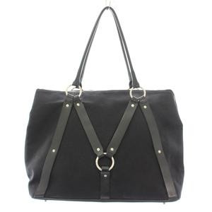 John Lawrence Sullivan Canvas Tote Bag Black Leather Trim 13×7.5in B Used