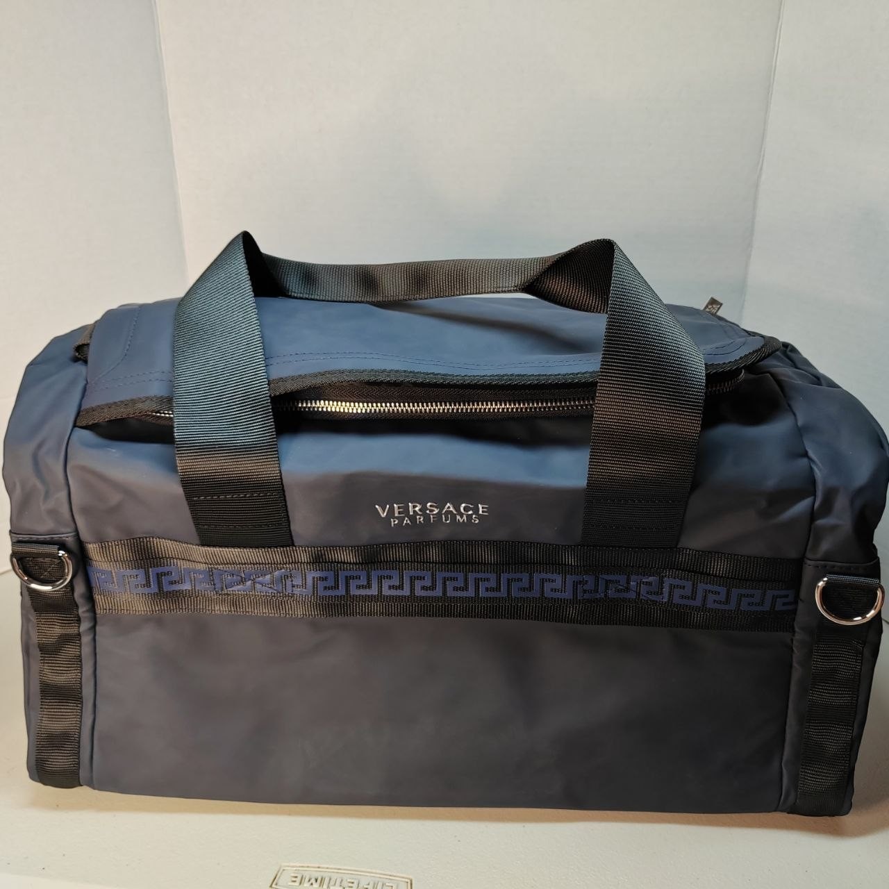 Versace Parfums Blue Duffle Bag Backpack Travel Gym Bag New Promo Ref 79273