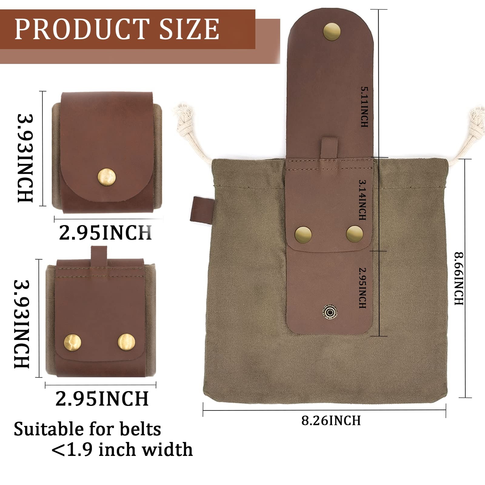 Foraging Pouch Leather Canvas Collapsible Bag Water Resistant Outdoor Camping…