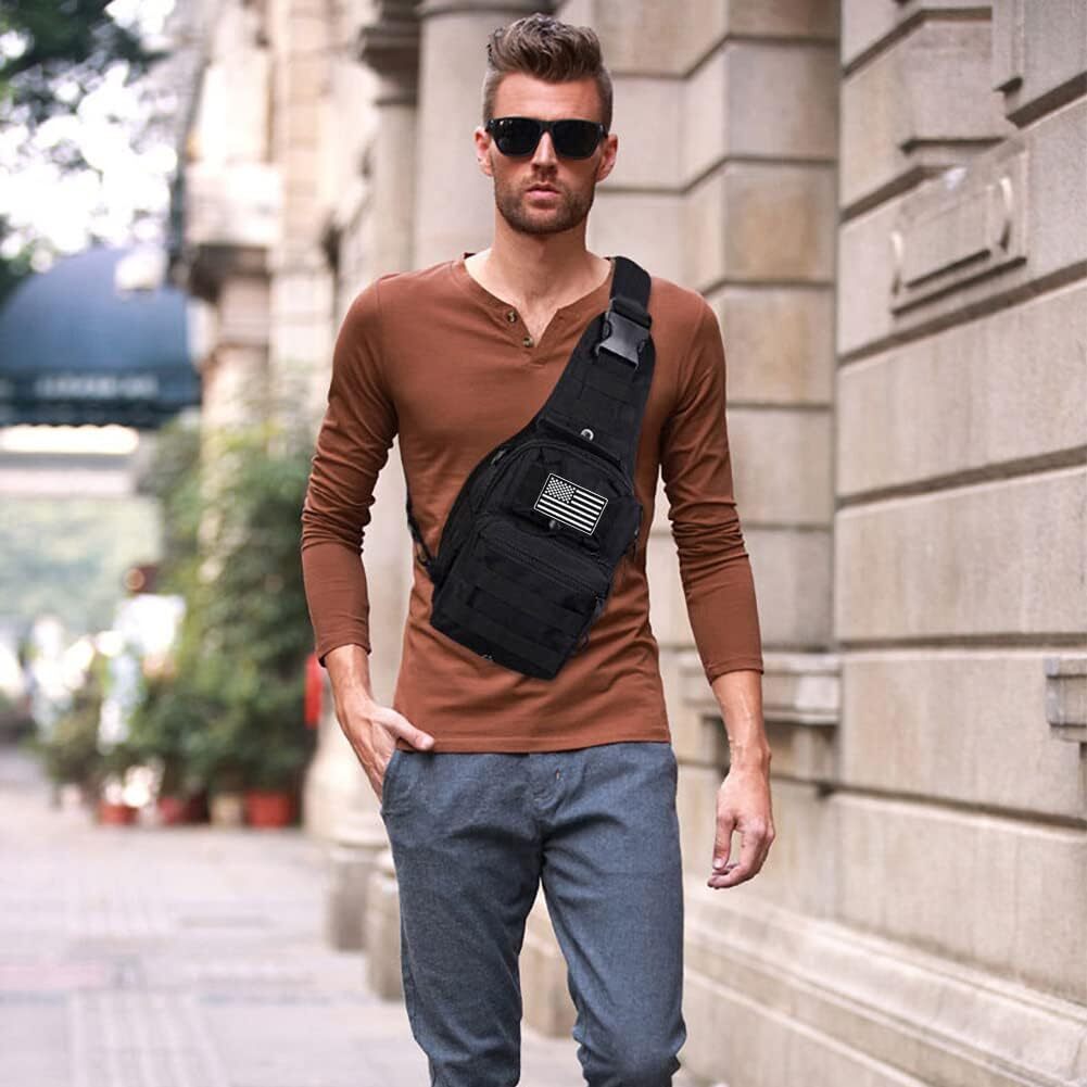 Mens Tactical Military Crossbody Shoulder Bag Chest Pack Camping Hiking Backpack