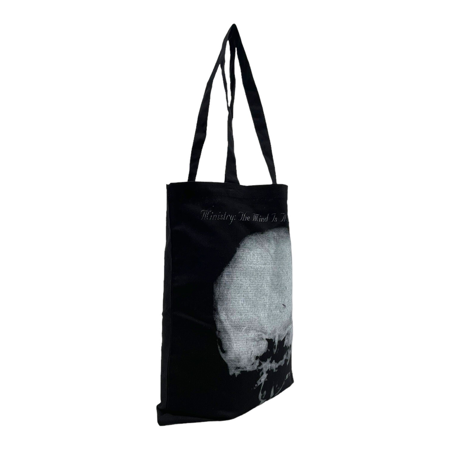 MINISTRY The Mind Is A Terrible Thing Canvas Tote Bag Flat Gothic Skull BLACK