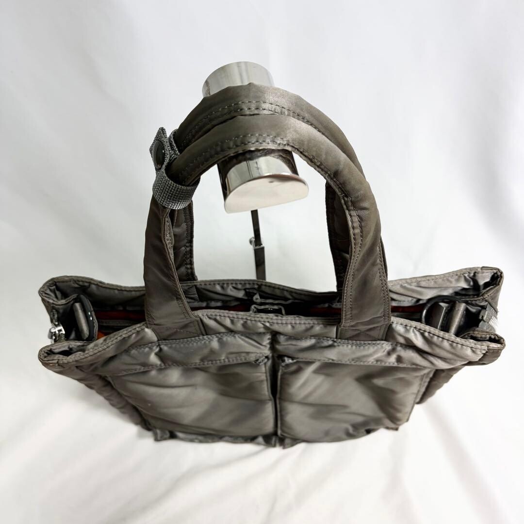 Porter Tanker 2Way Tote Bag Gray Nylon Expandable Large Capacity A4 Mens Bag
