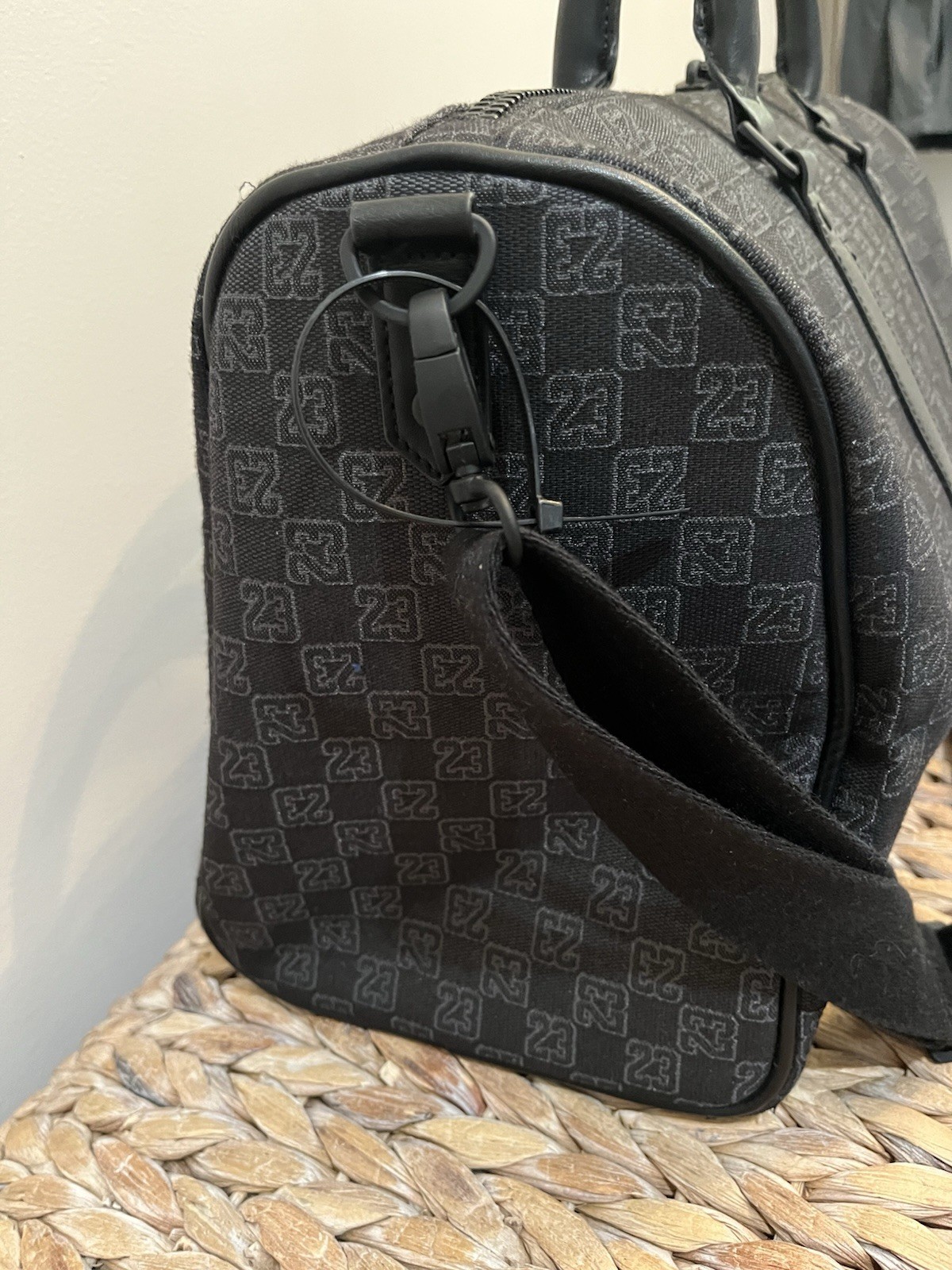 Nike Air Jordan Monogram Duffle Bag 25L Black Jacquard Travel Weekender Gym