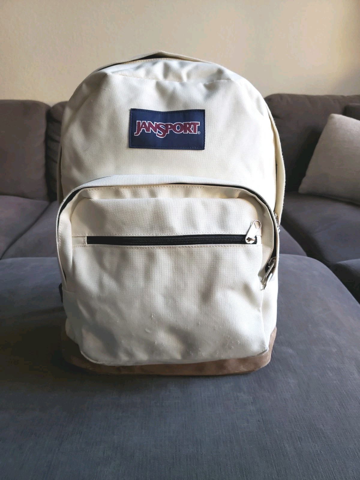 Jansport Backpack Right Pack Coconut Cream Suede Bottom Brown – READ DESCRIPTION