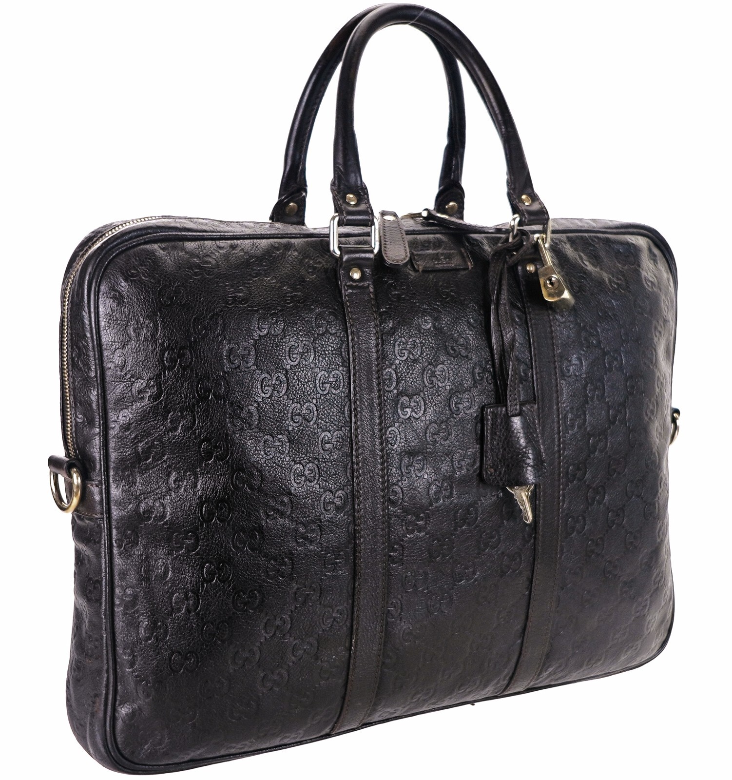 Authentic GUCCI Guccissima GG Leather Laptop Briefcase Business Bag Italy Unisex