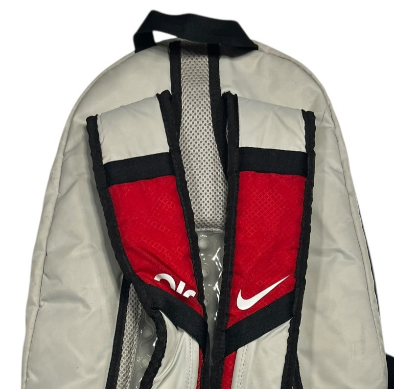 NIKE AIR-MAX Red/Gray BUBBLE-PADDED ATHLETIC BACKPACK Swoosh Track Gym Gear Bag