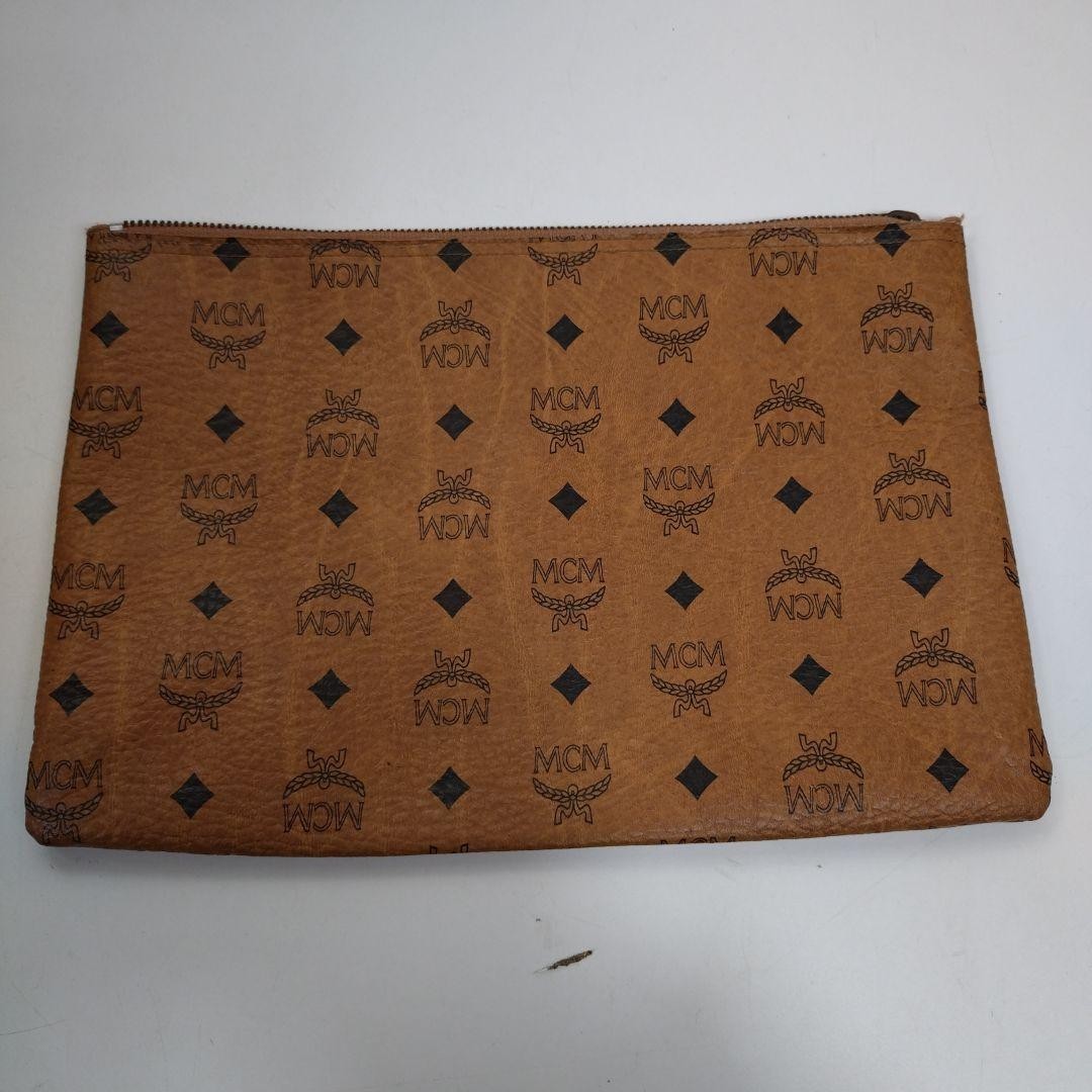 MCM Visetos Authentic Vintage Clutch Bag Brown Handbag Second Bag Travel Pouch