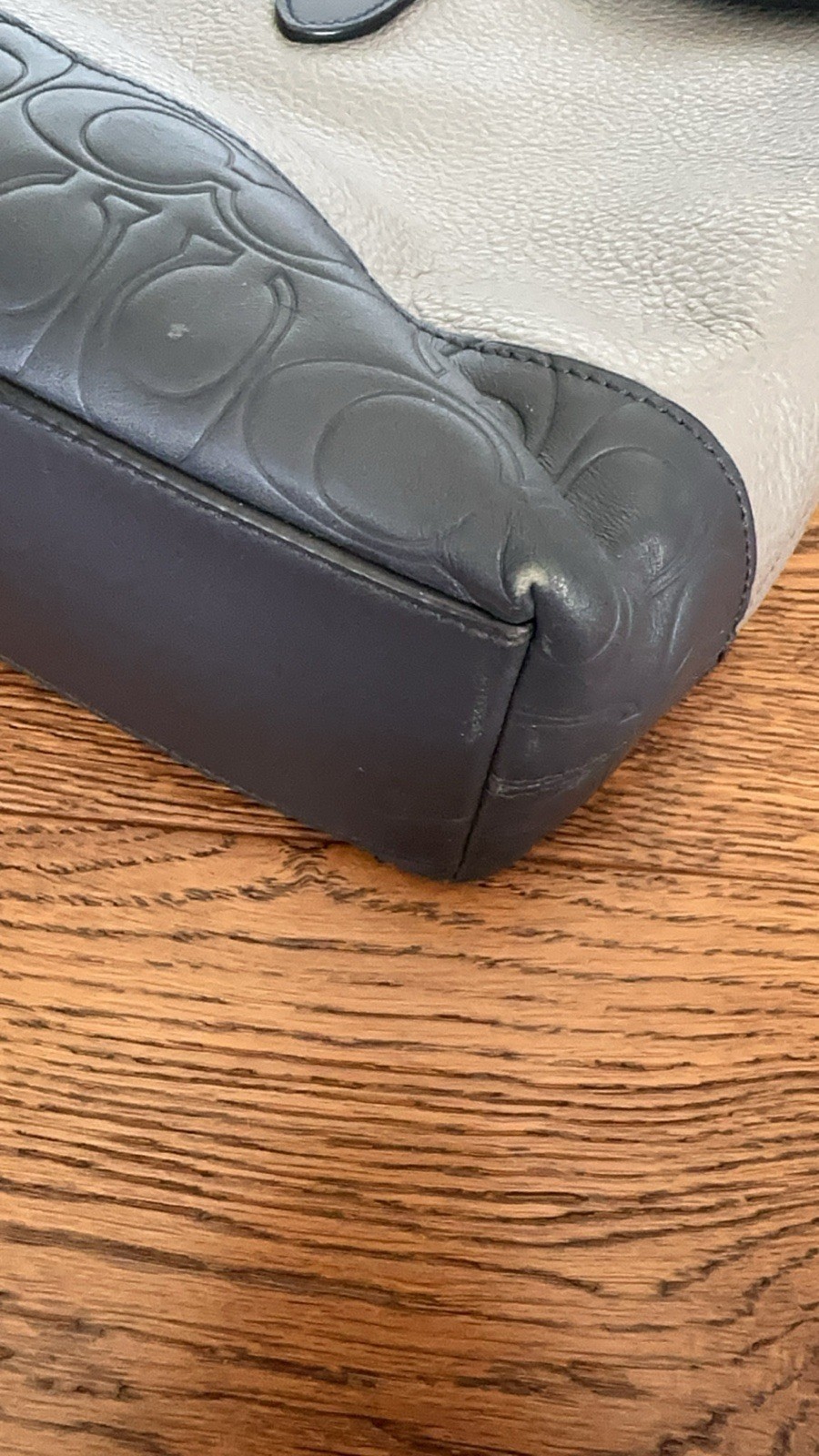 Coach Metropolitan Portfolio Briefcase Bag Gray Blue Navy Pebbled Leather $595