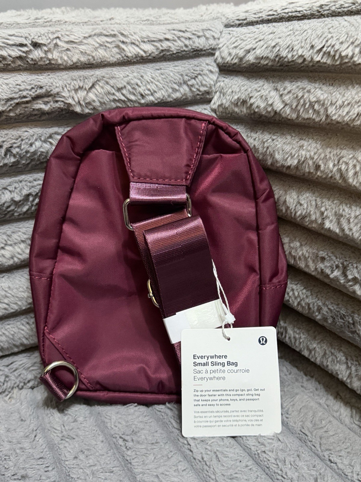 NWT lululemon Everywhere Small Sling Backpack Nano Red Merlot Gold Hardware Rare