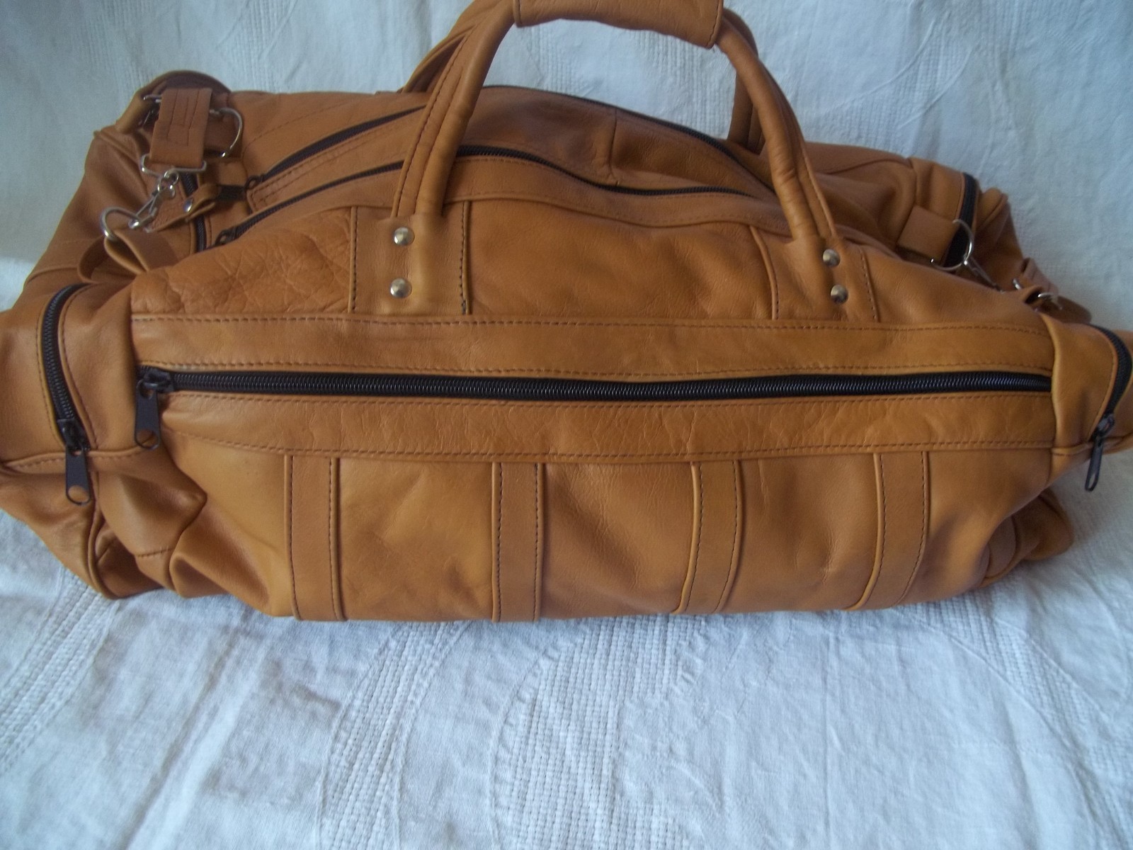 Large Duffle Bag Weekend Camel Bovine Handmade Leather Travel Bag