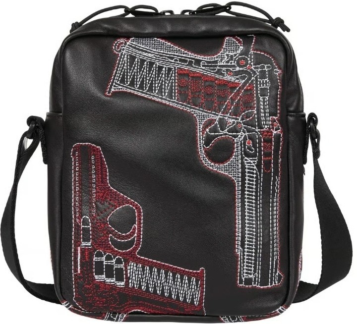 Supreme Guns Leather Embroidered Shoulder Bag SS26