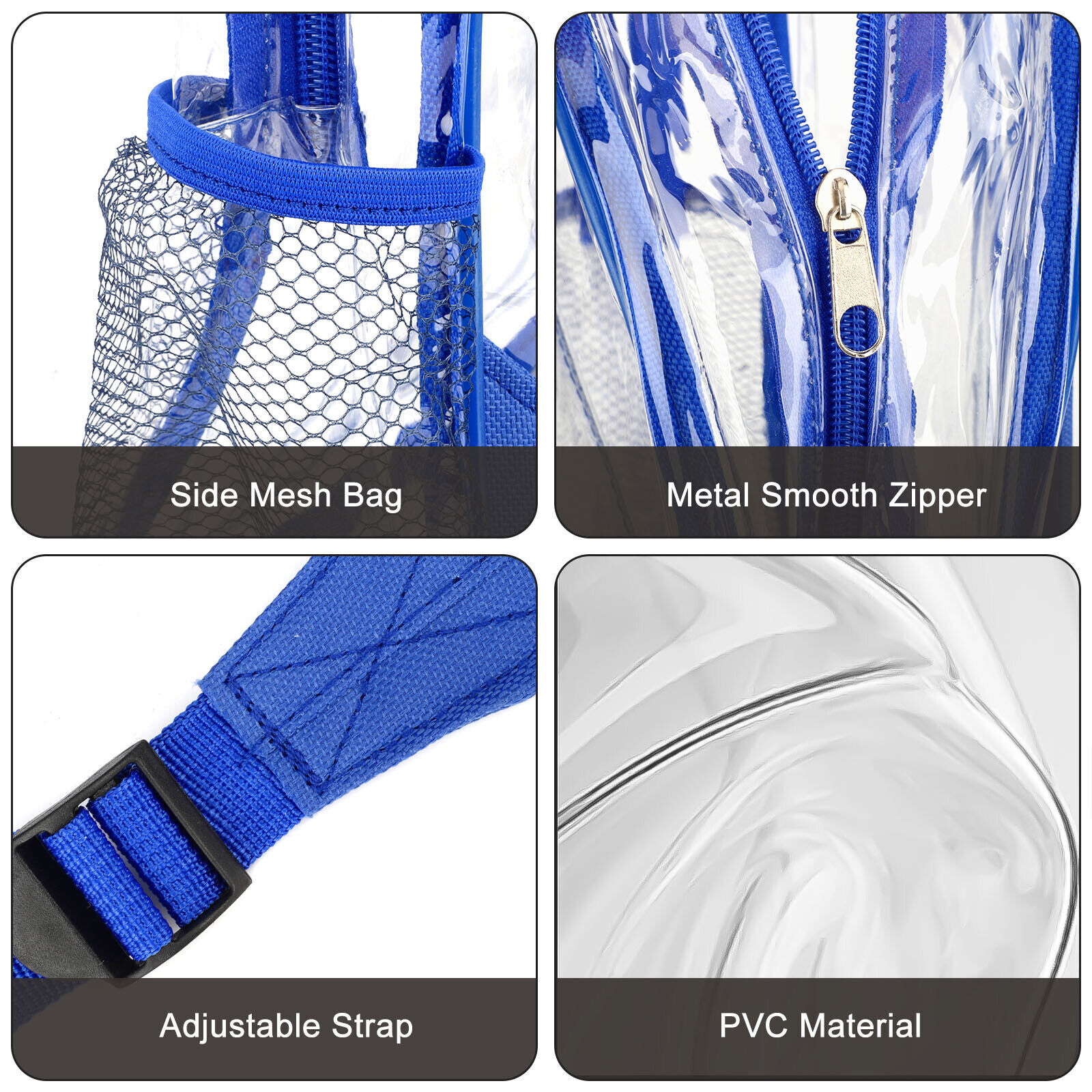 Men Clear Backpack Heavy Duty PVC Transparent Bookbag for School Stadium Travel