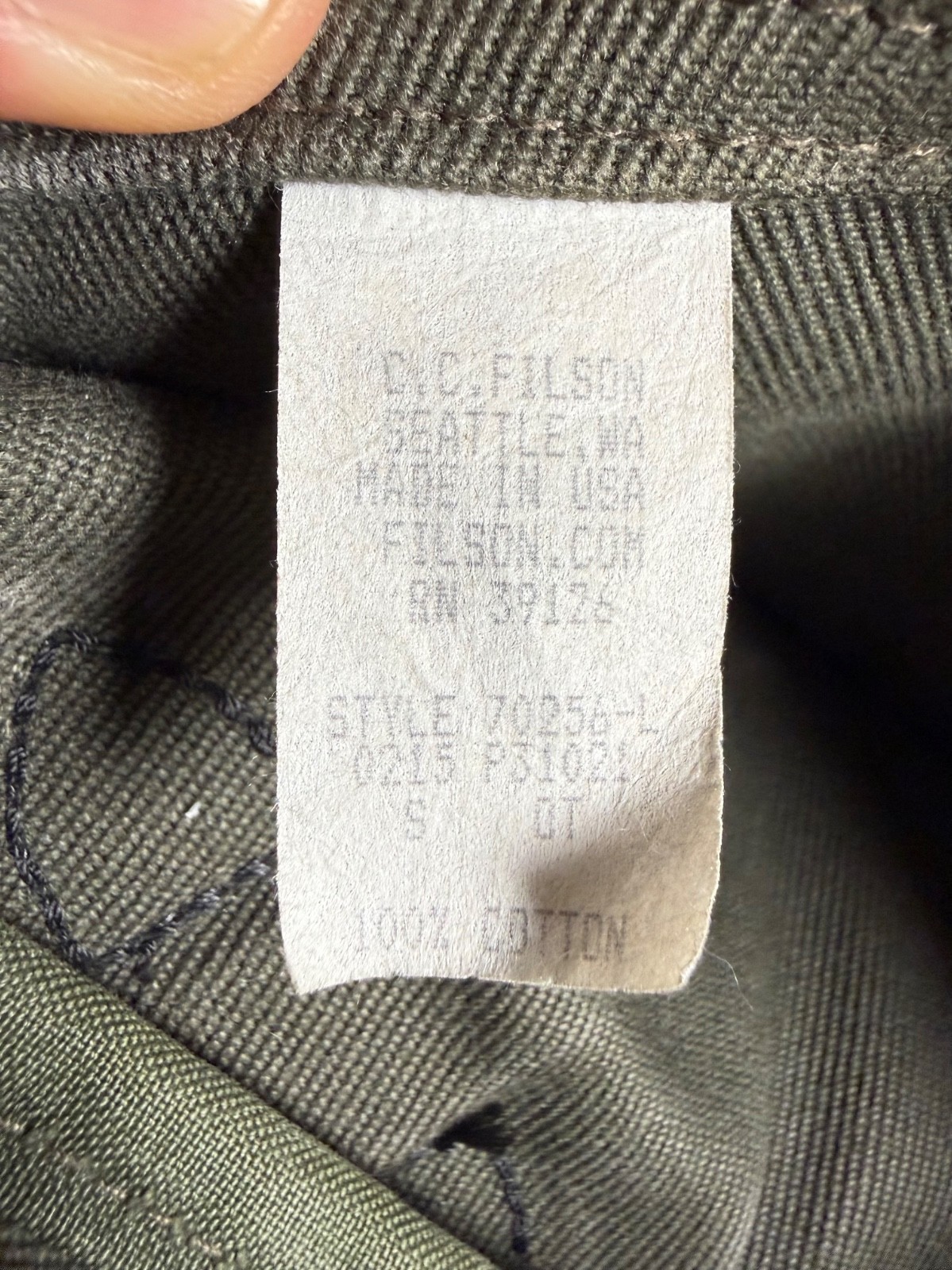 Filson 256 Original Briefcase Otter Green USA Tin Cloth Leather Broken In Patina