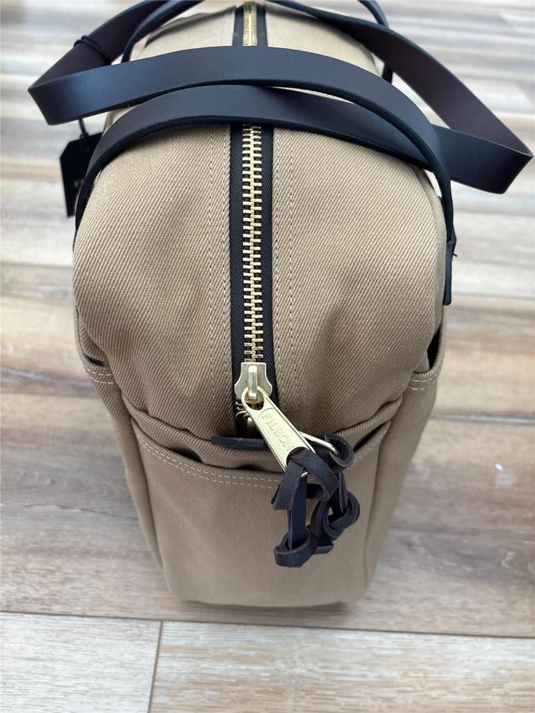 Filson Rugged Twill Tote Bag with Zipper Leather Cotton Tan Brown USA Made