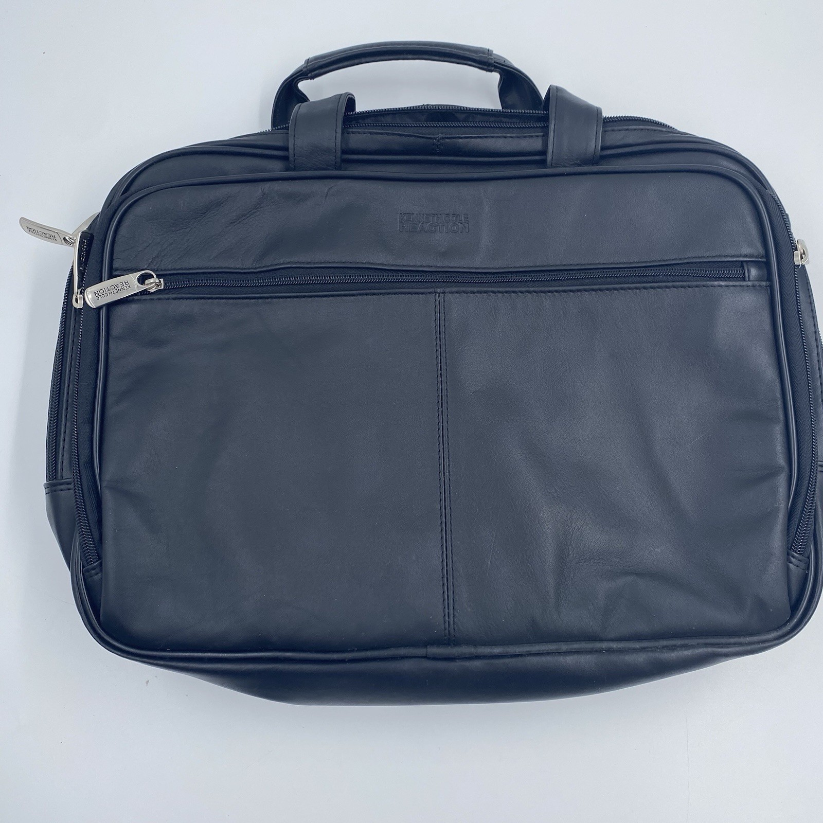 Kenneth Cole Reaction Double Occupancy Black Laptop Briefcase NWOT Leather