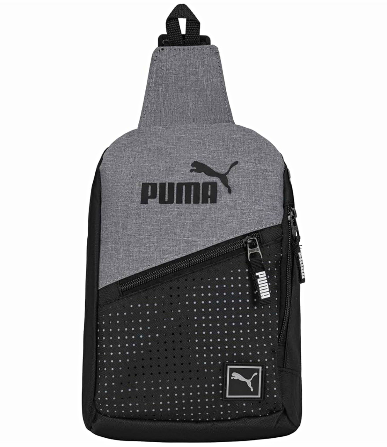 PUMA Men’s Gray/Black Sling Crossbody Bag Adjustable Strap Zip Closure