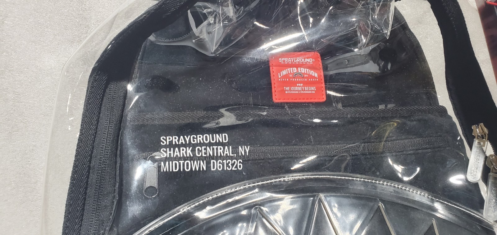 Sprayground Clear Shark Central Backpack Transparent Bookbag Large School Bag !!