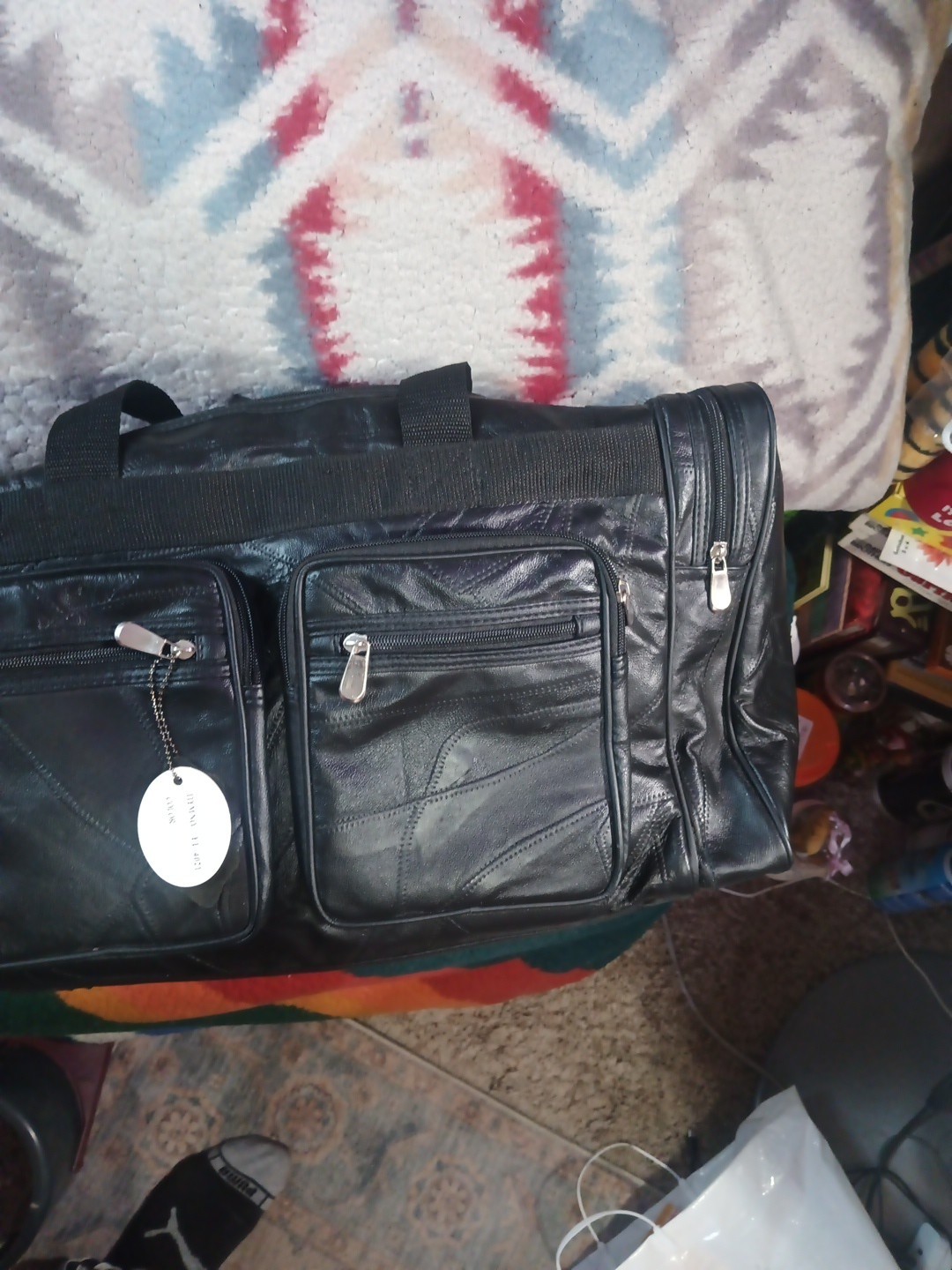 Black Genuine Leather Handcrafted Duffel Bag 22 In