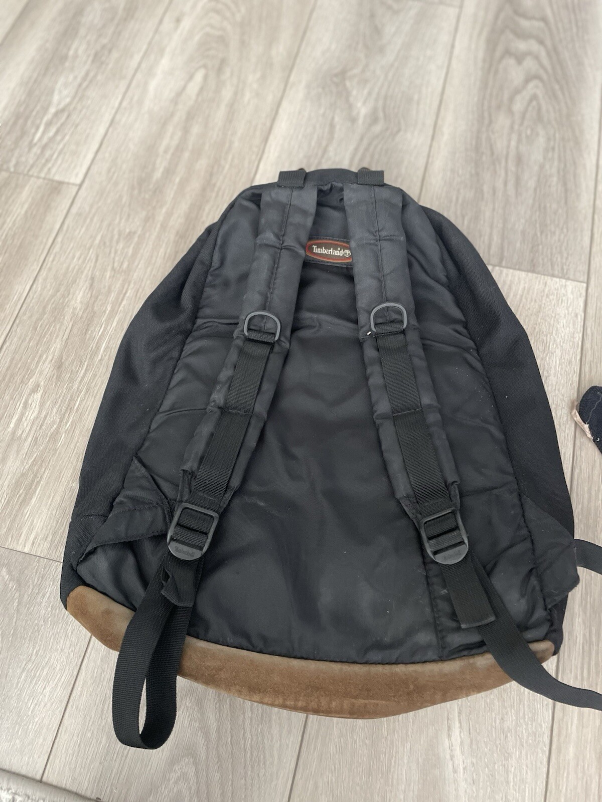 Vintage Timberland Leather Canvas Backpack Vintage Black Brown