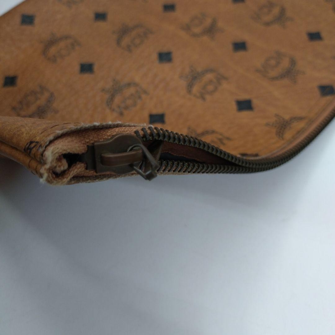 MCM Visetos Authentic Vintage Clutch Bag Brown Handbag Second Bag Travel Pouch