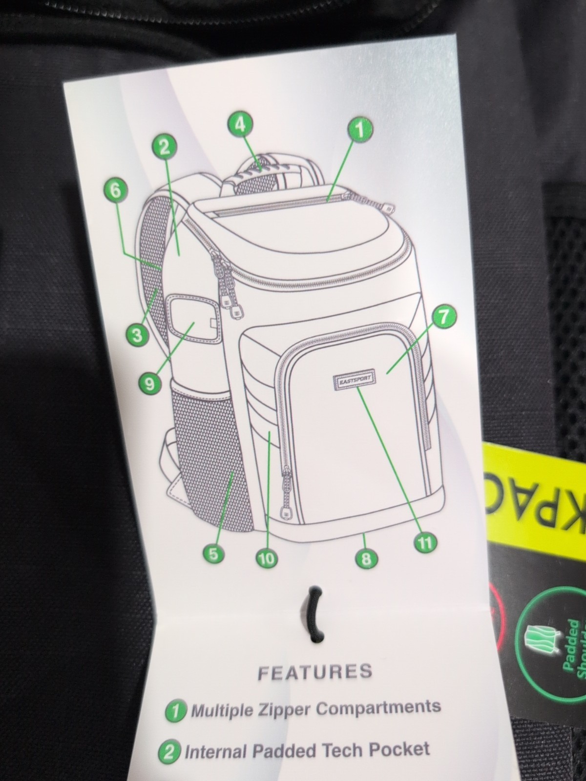 Eastsport Unisex PRINCE TOP LOADER Backpack Padded Tech & Bottle Pocket NEW