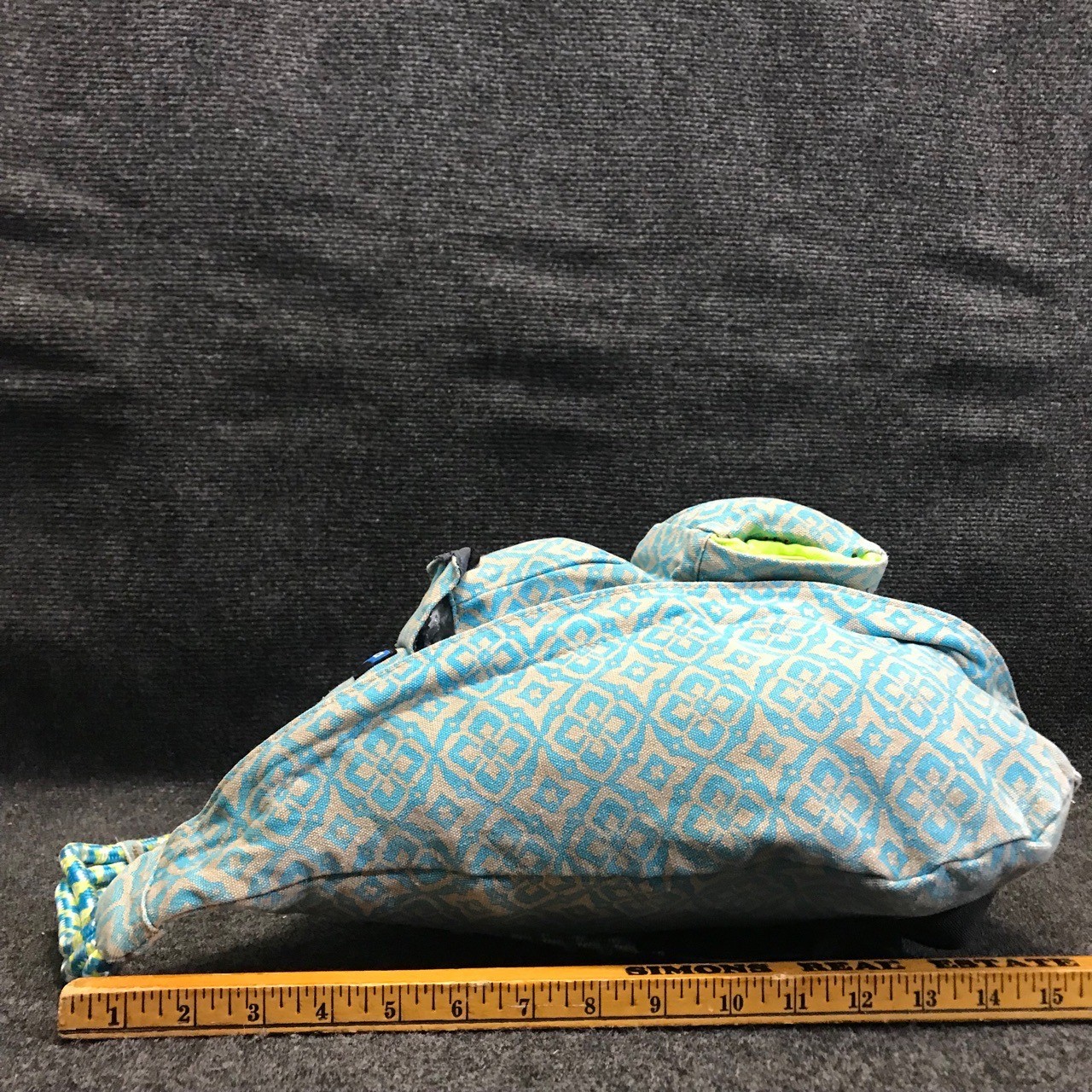 KAVU Rope Sling Bag Blue Tan Geometric Cross Body Outdoor Travel Backpack
