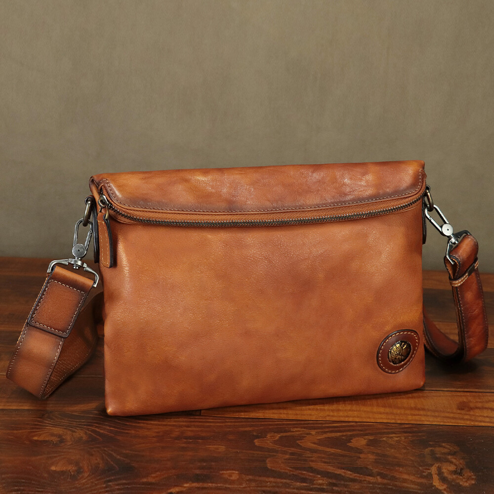 Genuine Leather Messenger Bag for Men Shoulder Bag Clutch bag Crossbody Purse