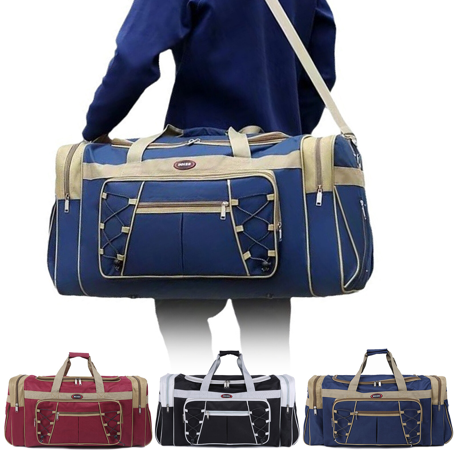 72L Large Duffle Bag for Men Women Foldable Travel Luggage Weekender Bag w Strap