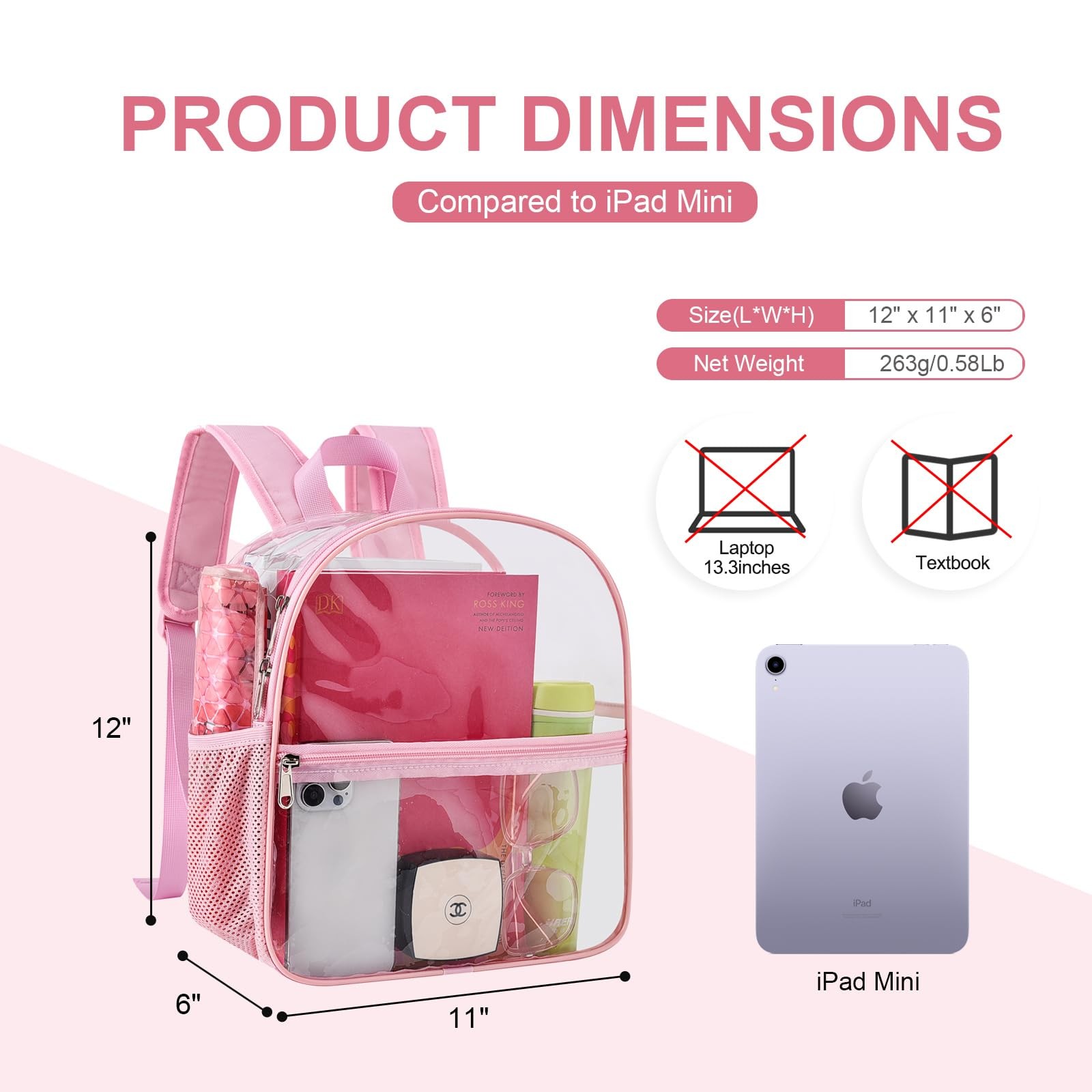 Clear Backpack for Stadium Events Stadium Backpack Waterproof 12x6x12 Clear B…