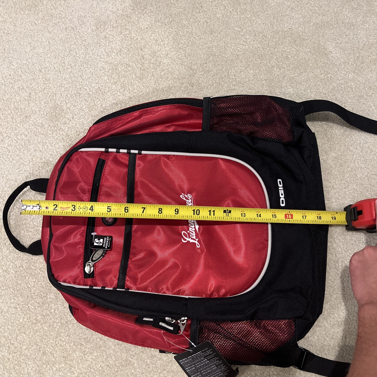 OGIO Leinenkugels Backpack Red Black Audio Pocket NEW Tech Gear Travel College