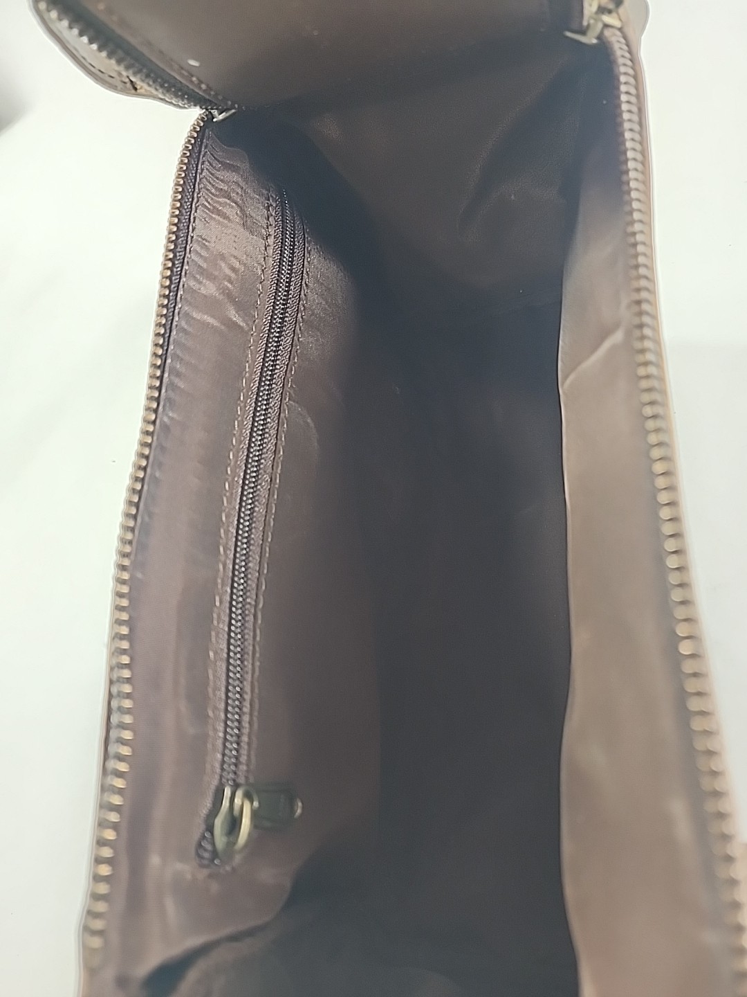 KomalC Brown Buffalo Leather Travel Dopp Toiletry Bag