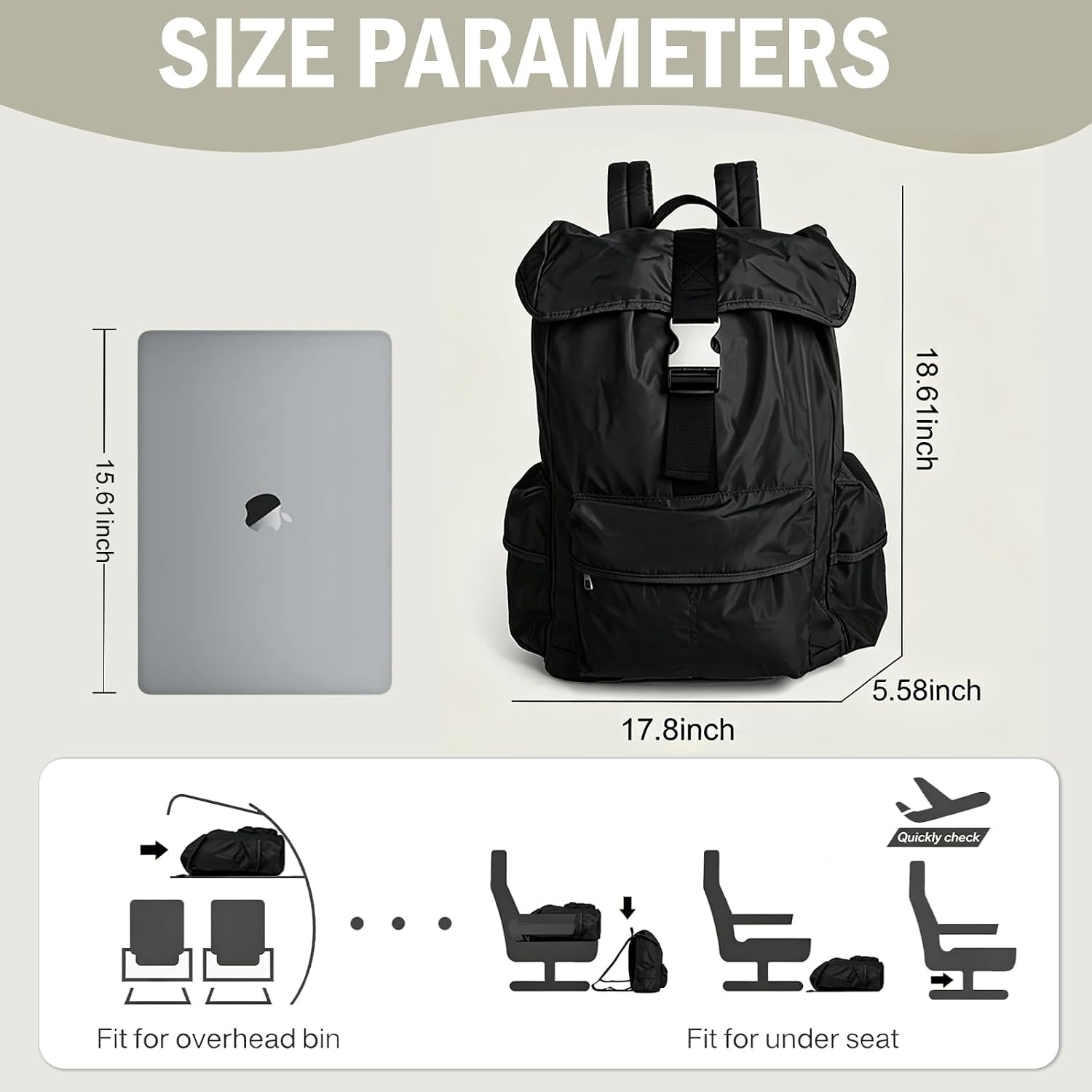 Black Lightweight Backpack for Travel Light Weight Design All Day Comfort | Men’