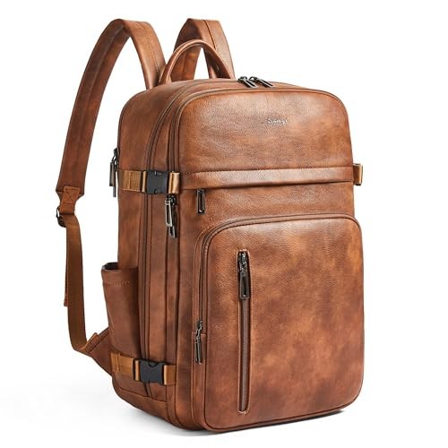Travel Backpack for Women, Fits 17.0″ Notebook, Stylish Lay-Flat 2-1 Brown