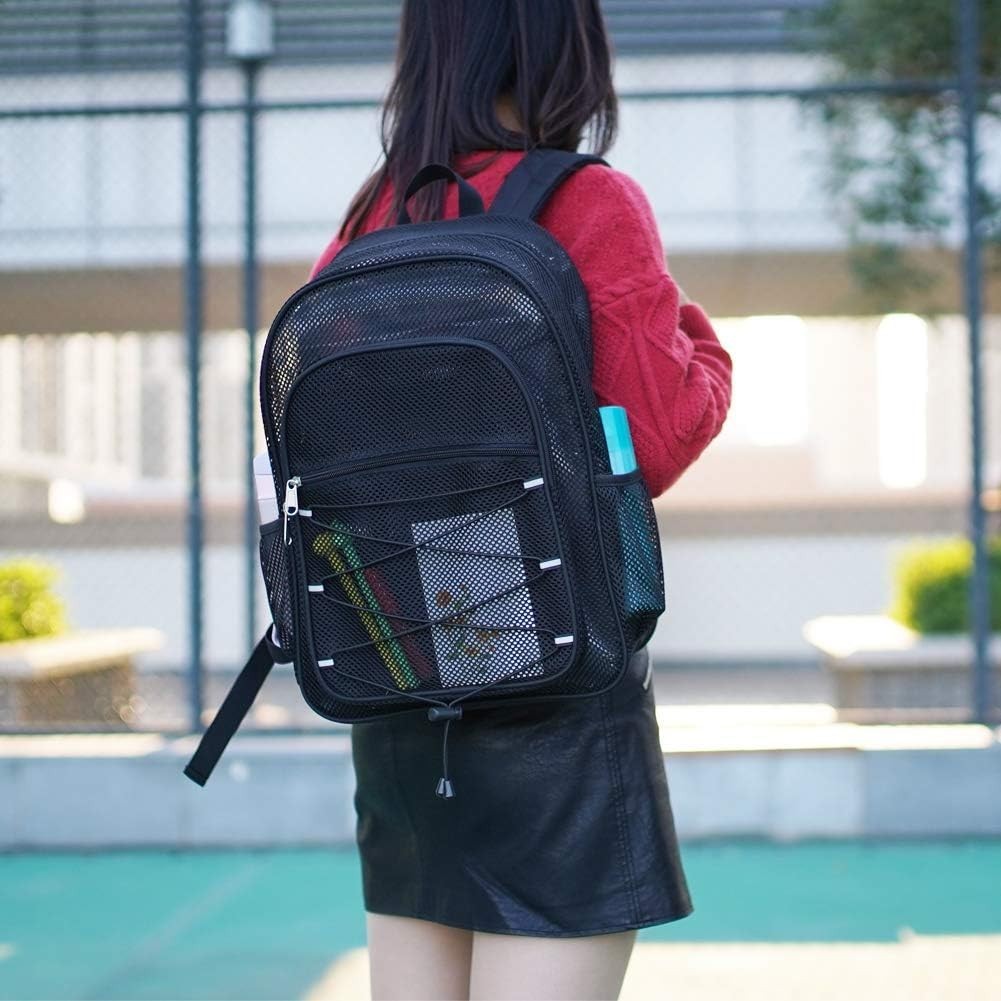Mochila de malla resistente transparente para estudiantes universitarios