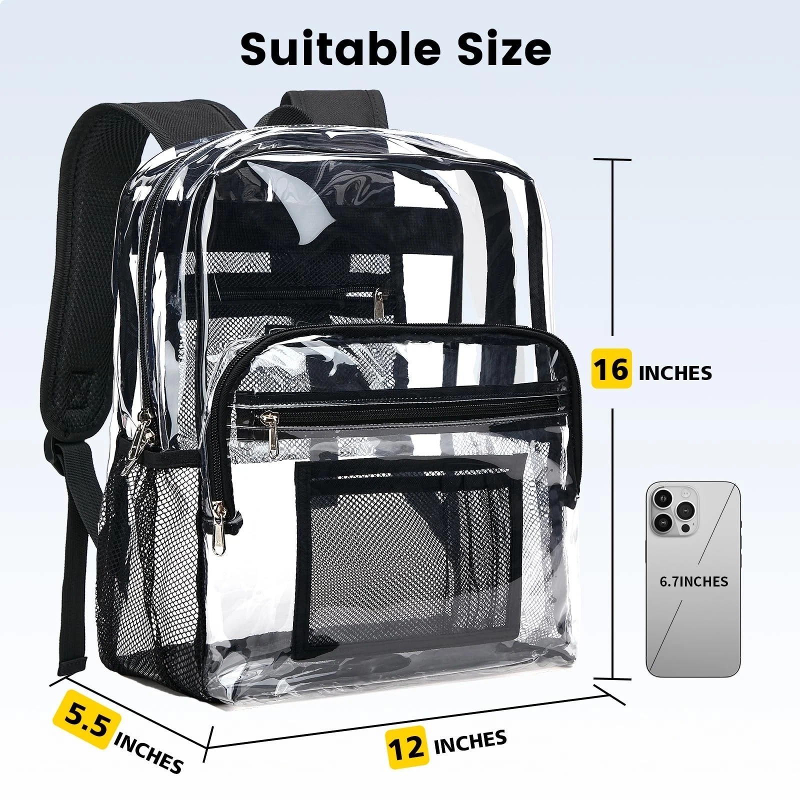 Vorspack Clear Backpack Heavy Duty – Clear Bookbag Large See Through Backpack…
