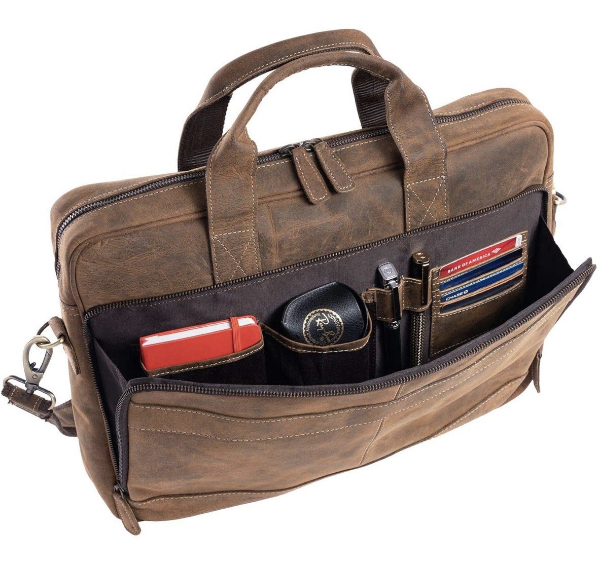 KomalC 16 Inch Leather briefcases Laptop Messenger Bags for Men and Women 