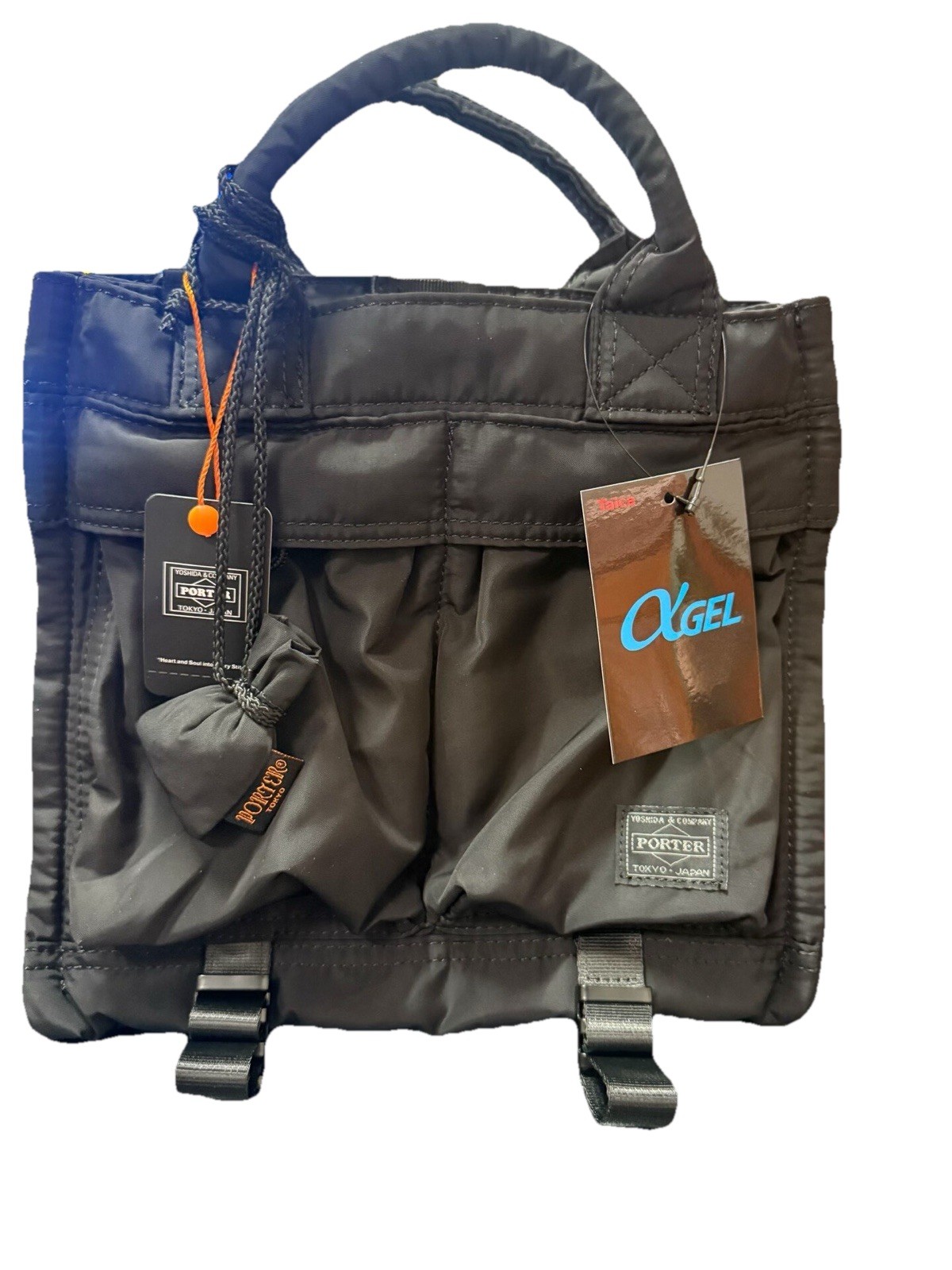HEAD PORTER SENSES Tote Bag (S) Black Matte αGEL Handles Pad Made In Japan