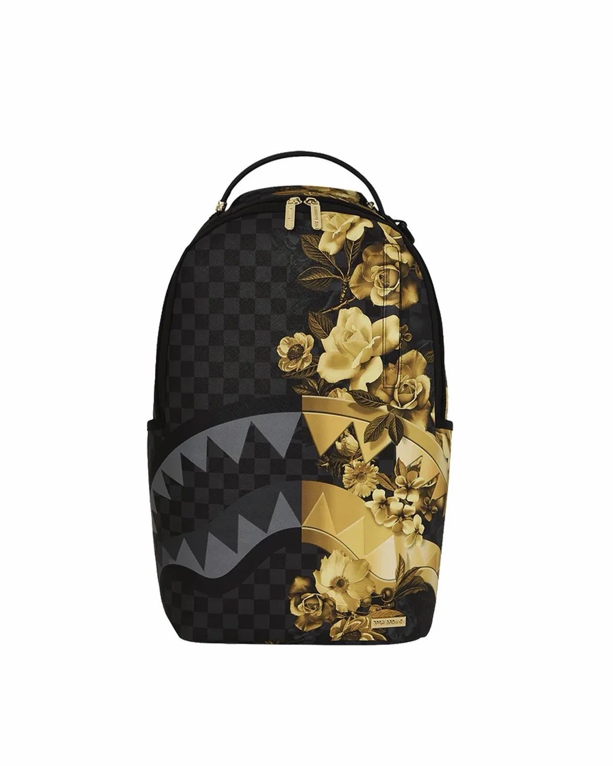 SPRAYGROUND LIMITED EDITION BACKPACK GOLD FLORAL REMIX SHARK ROSES METALLIC NEW