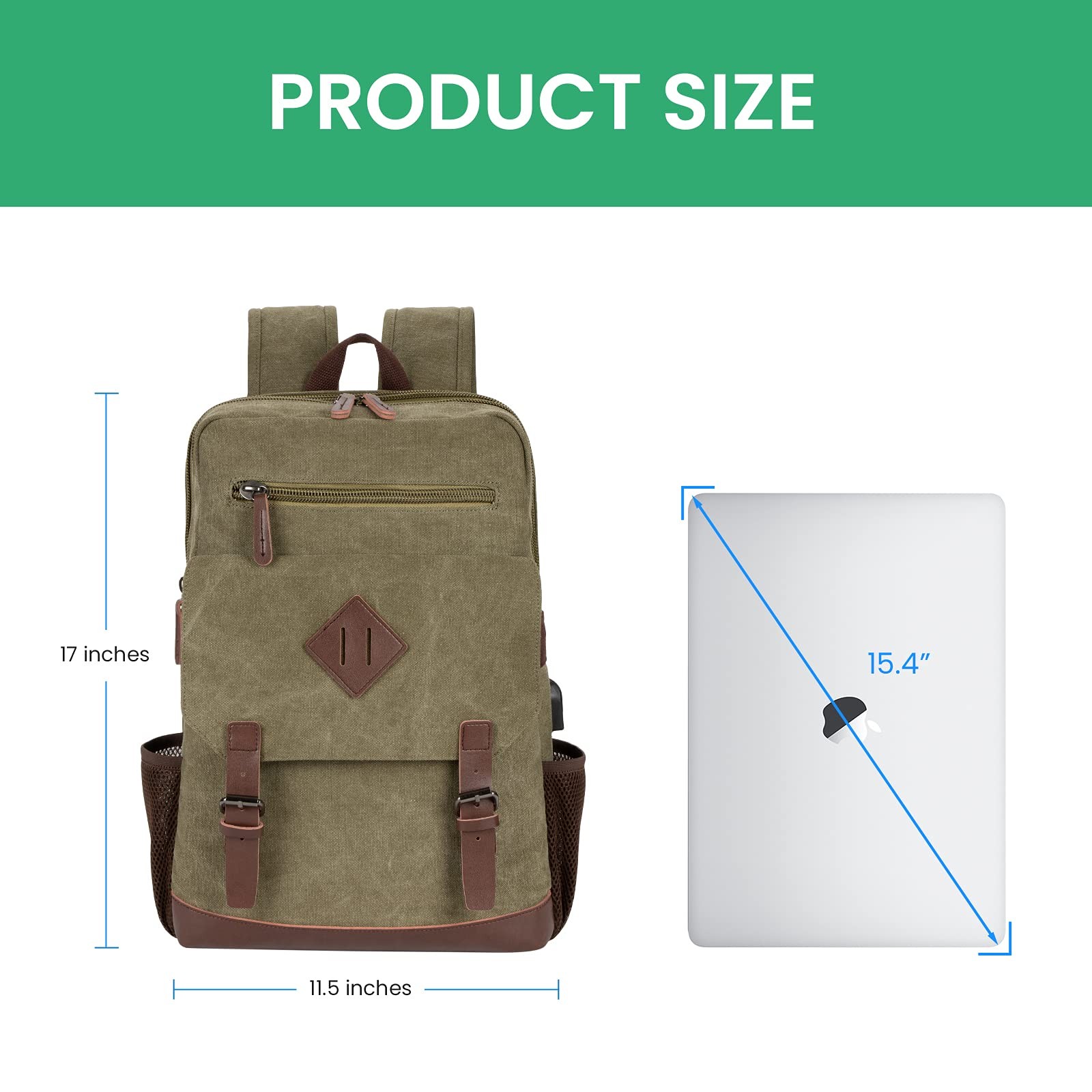 Eco-Friendly Vintage Backpack for Men , Canvas Bookpack Fits Most 15.6 Inches…
