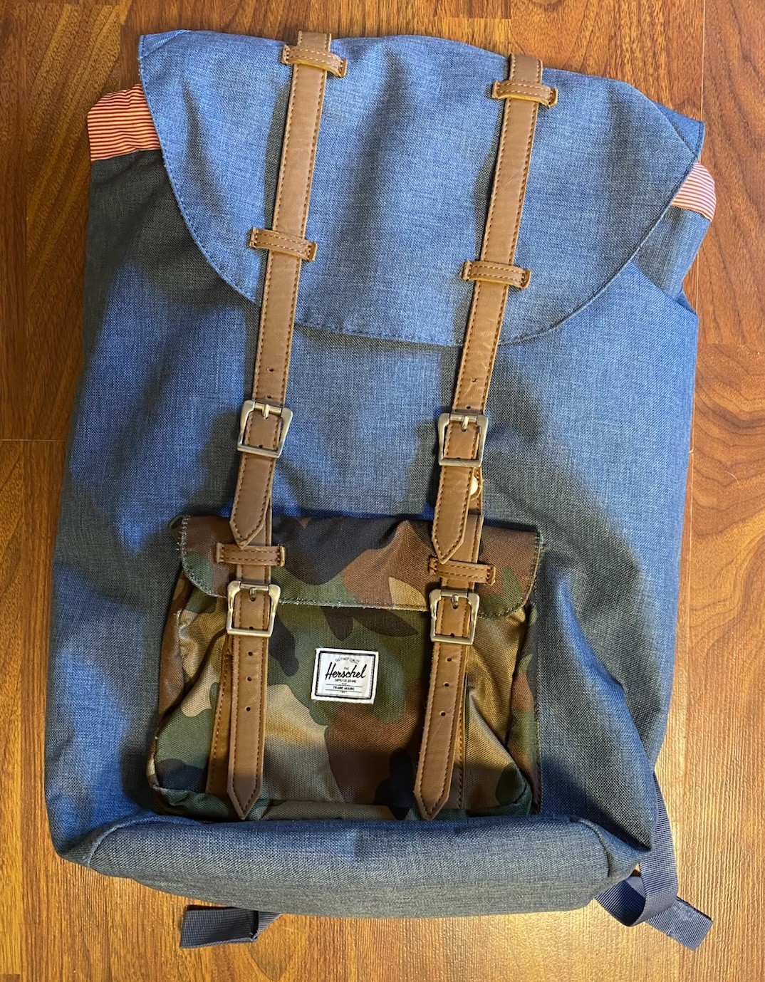 HERSCHEL SUPPLY BAG CO Backpack Navy Blue Camo tan fleece lined lap top Padded