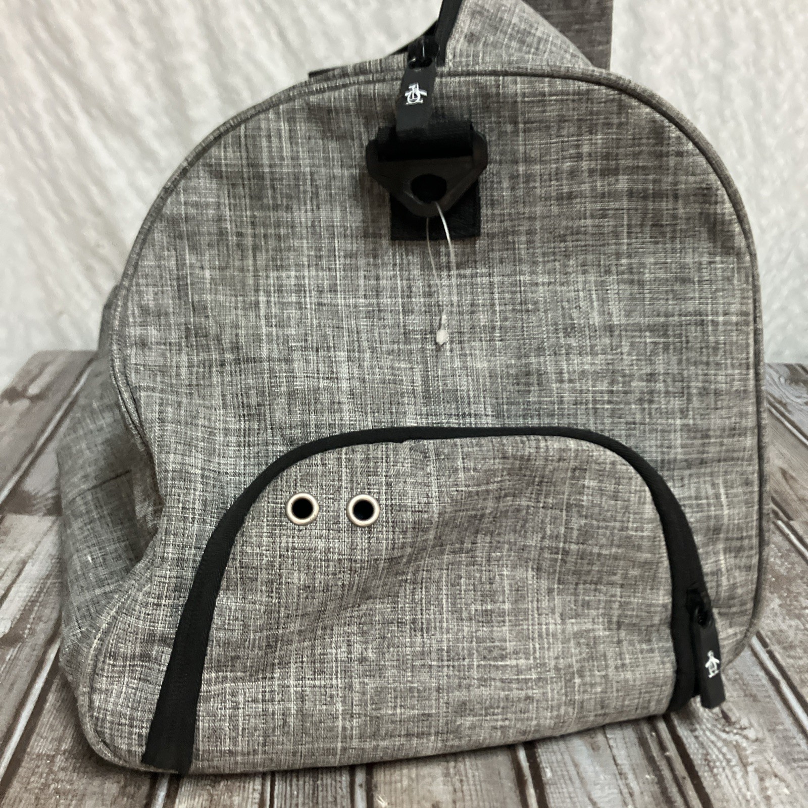 New Original Penguin Weekender Duffle Bag Grey Cross Stitch Large