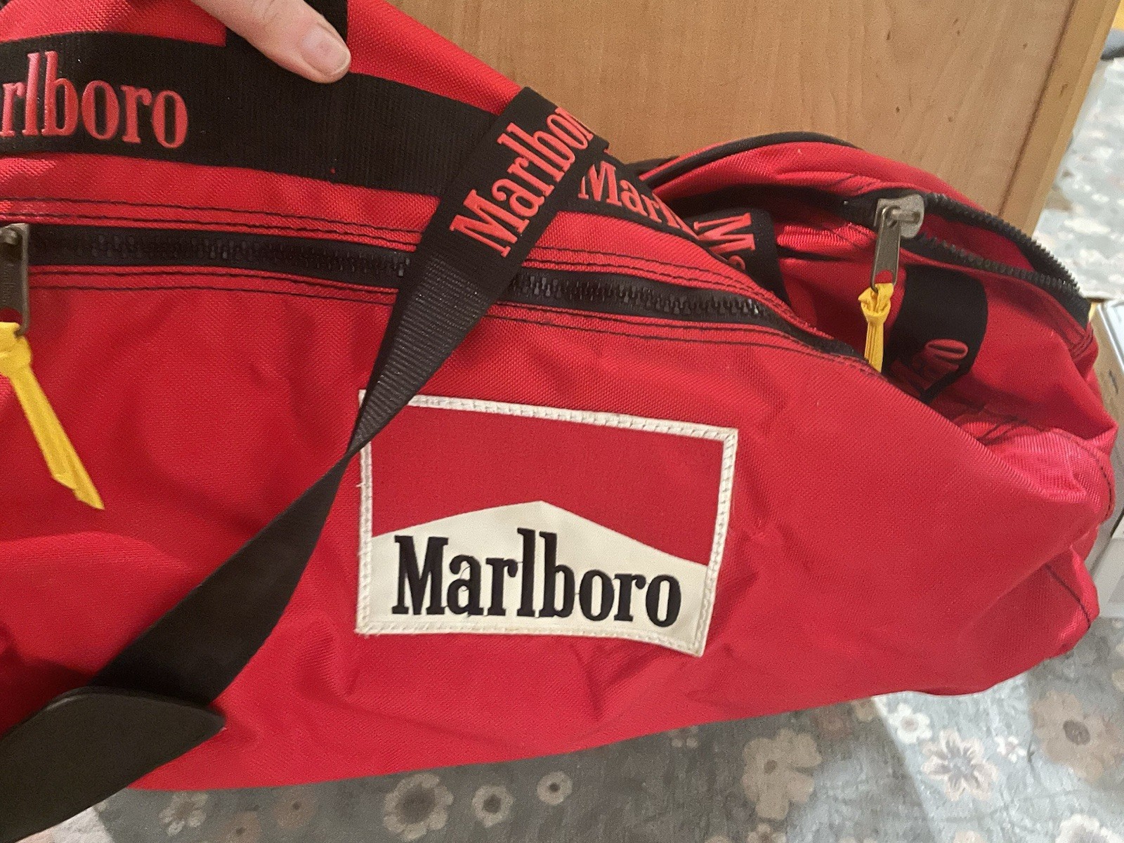 Set Marlboro Red/Black Large Rolling Wheeled duffle and smaller gym bag
